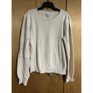 Knox Rose Pullover Sweater Women’s Small Cream Color Cotton Nylon Open Knit XL